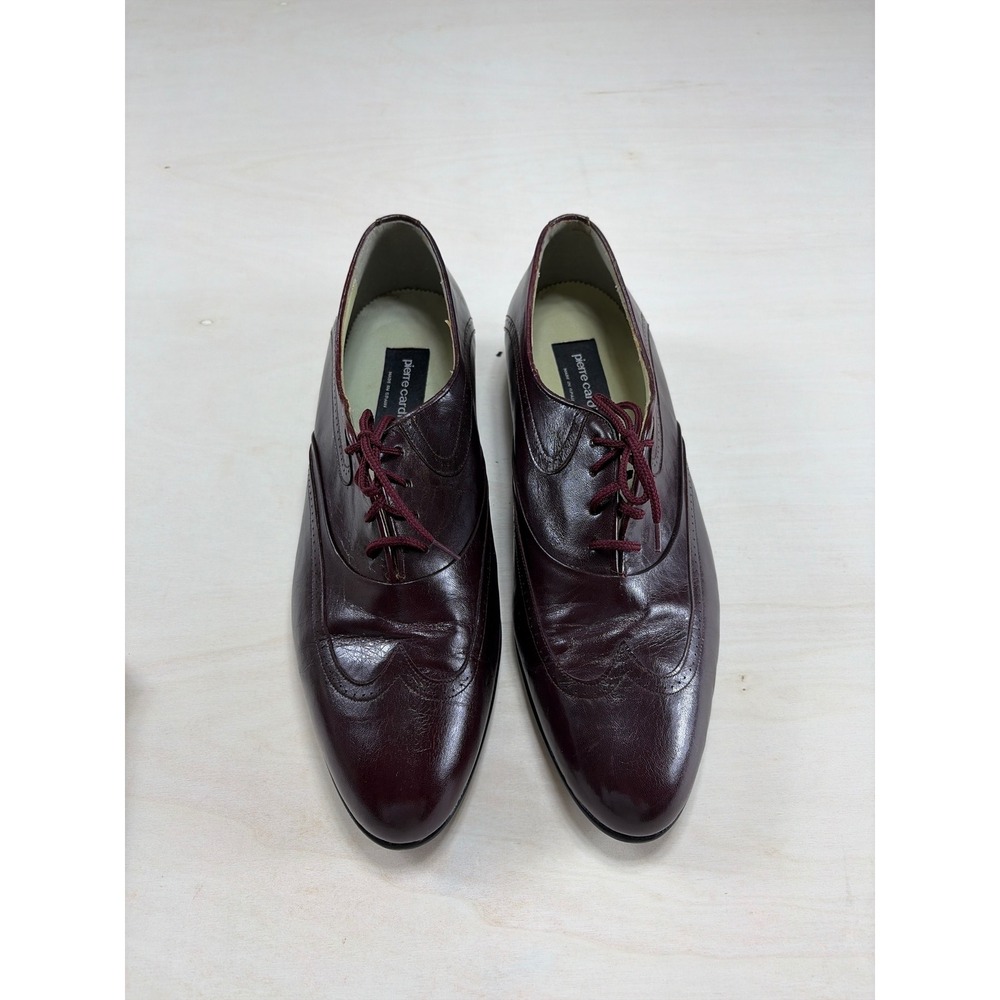 Pierre Cardin Mens Burgundy Leather Wingtip Oxfords Dress Shoes Size10.5 D Spain